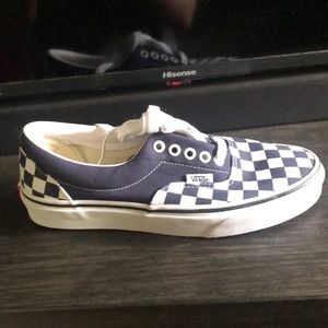 Checkered blue and white vans